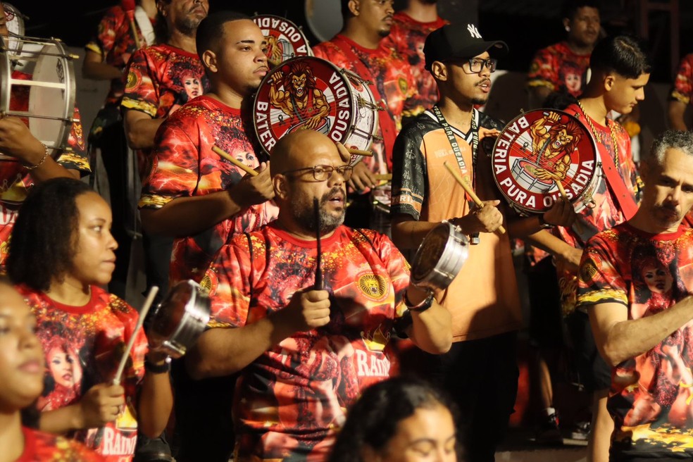 Bateria Pura Ousadia, da Mocidade Unida da Glória (MUG) — Foto: Divulgação