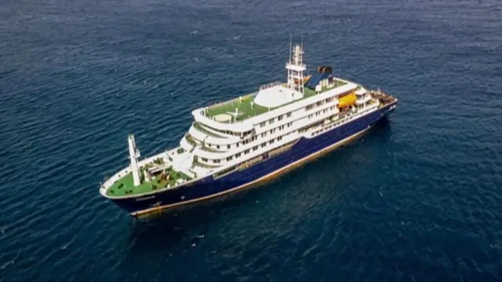 O navio MV Hondius navegava da Argentina para Cabo Verde — Foto: BBC