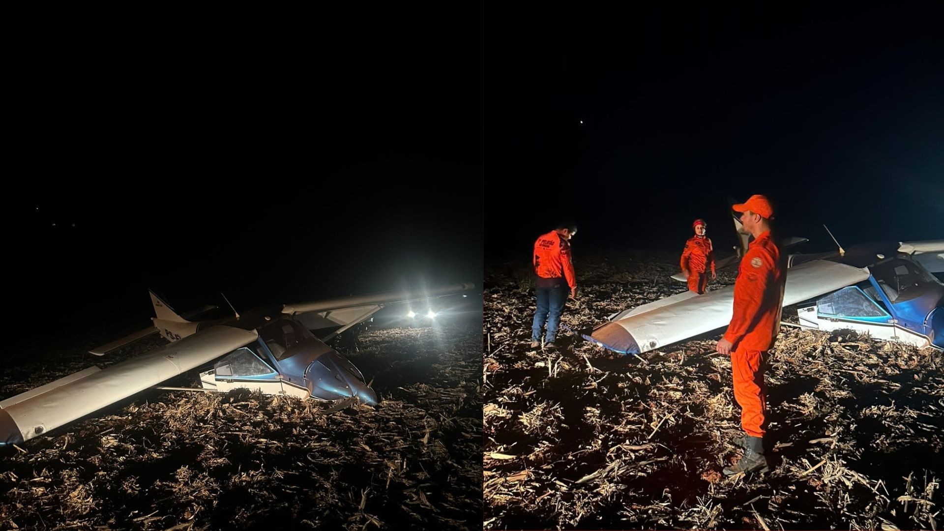 Bombeiro de folga ajuda a socorrer duas pessoas após avião cair em rodovia de MT