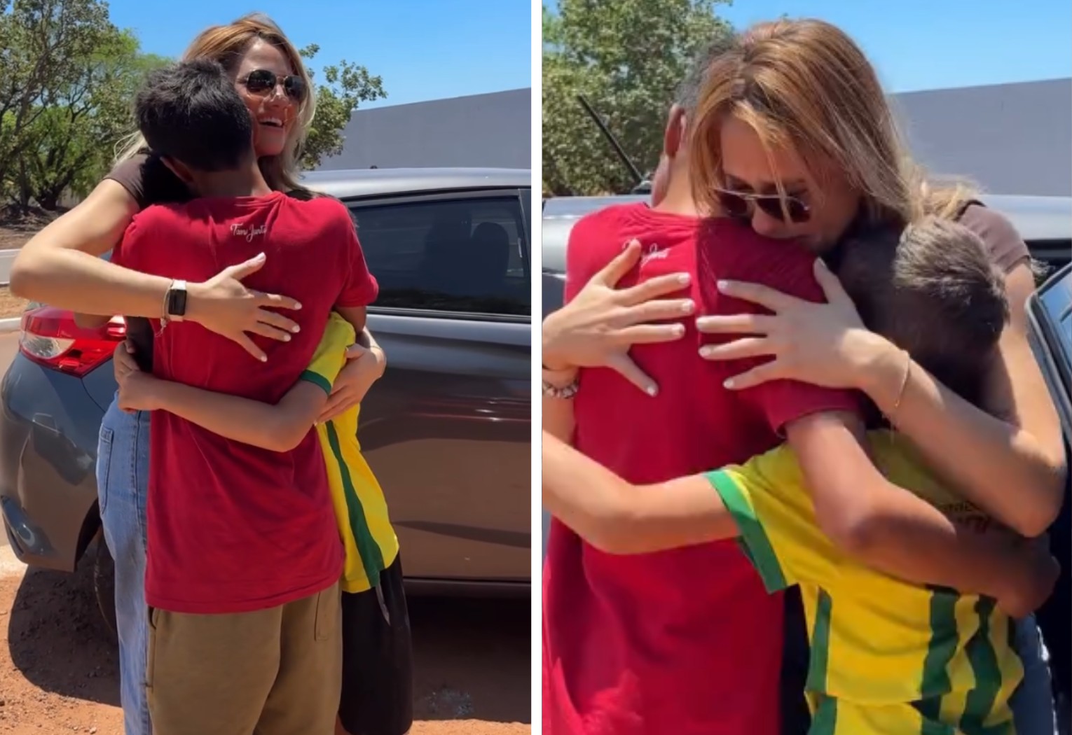 Mãe reencontra filhos no TO após quase quatro anos na Espanha: 'Nada se compara ao abraço'