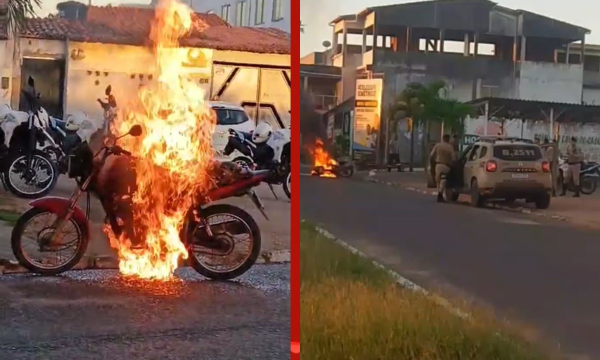 Homem é preso após atear fogo na própria motocicleta durante blitz em Feira de Santana