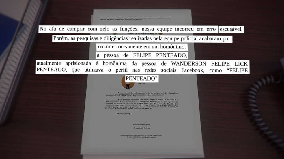Polícia Civil pediu soltura após reconhecer erro — Foto: Reprodução