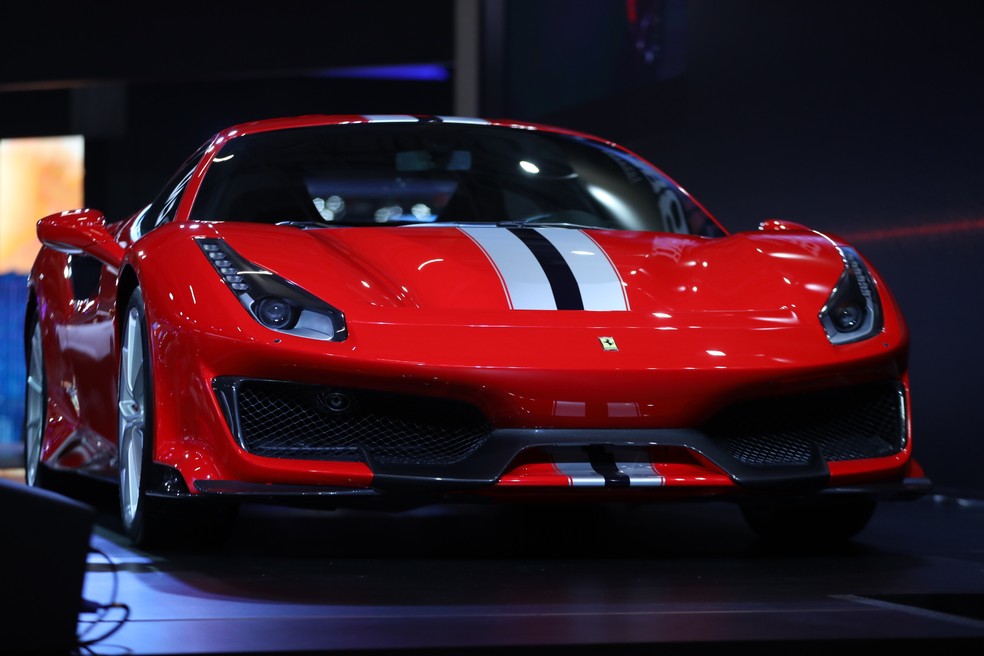 Ferrari 488 Pista no Salão do Automóvel 2018 — Foto: Fabio Tito/G1