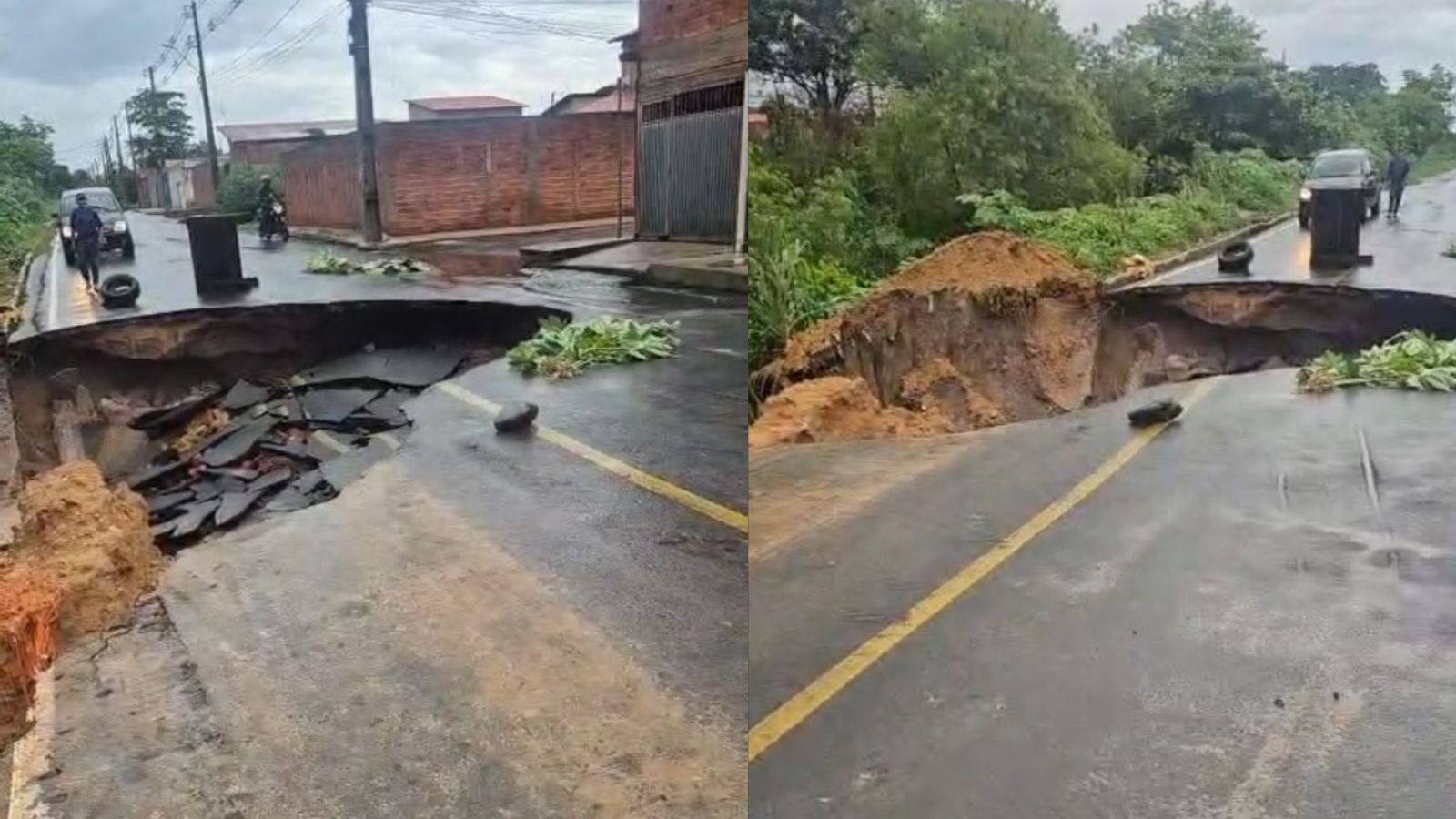 Cratera se abre em avenida e quase atinge casas em Teresina; via interditada