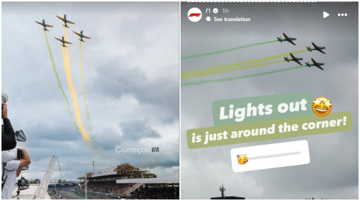 Aviões da esquadrilha da fumaça chamam a atenção no céu de SP antes da Fórmula 1 em Interlagos