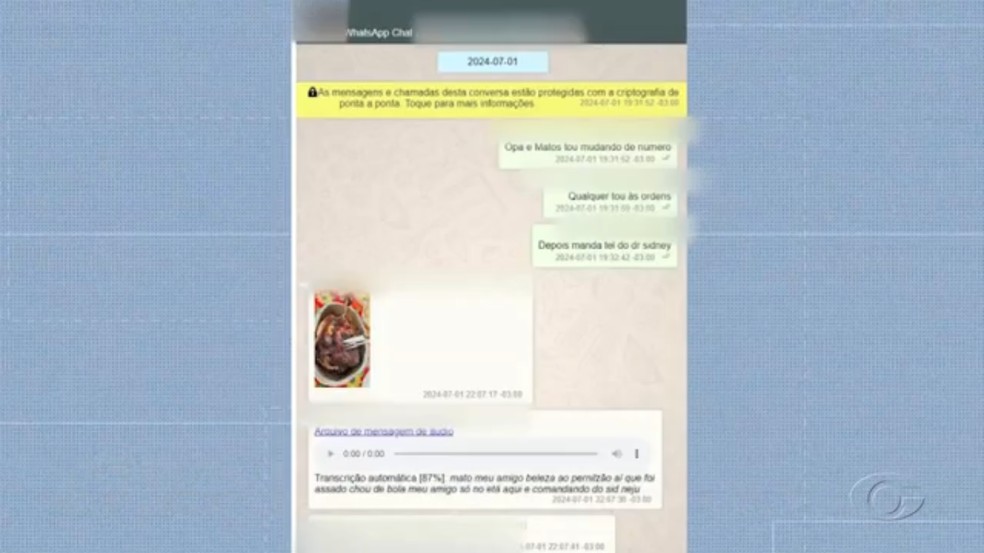 Para o MP, mensagem mostra relação de proximidade entre os dois.  — Foto: Reprodução TV Gazeta