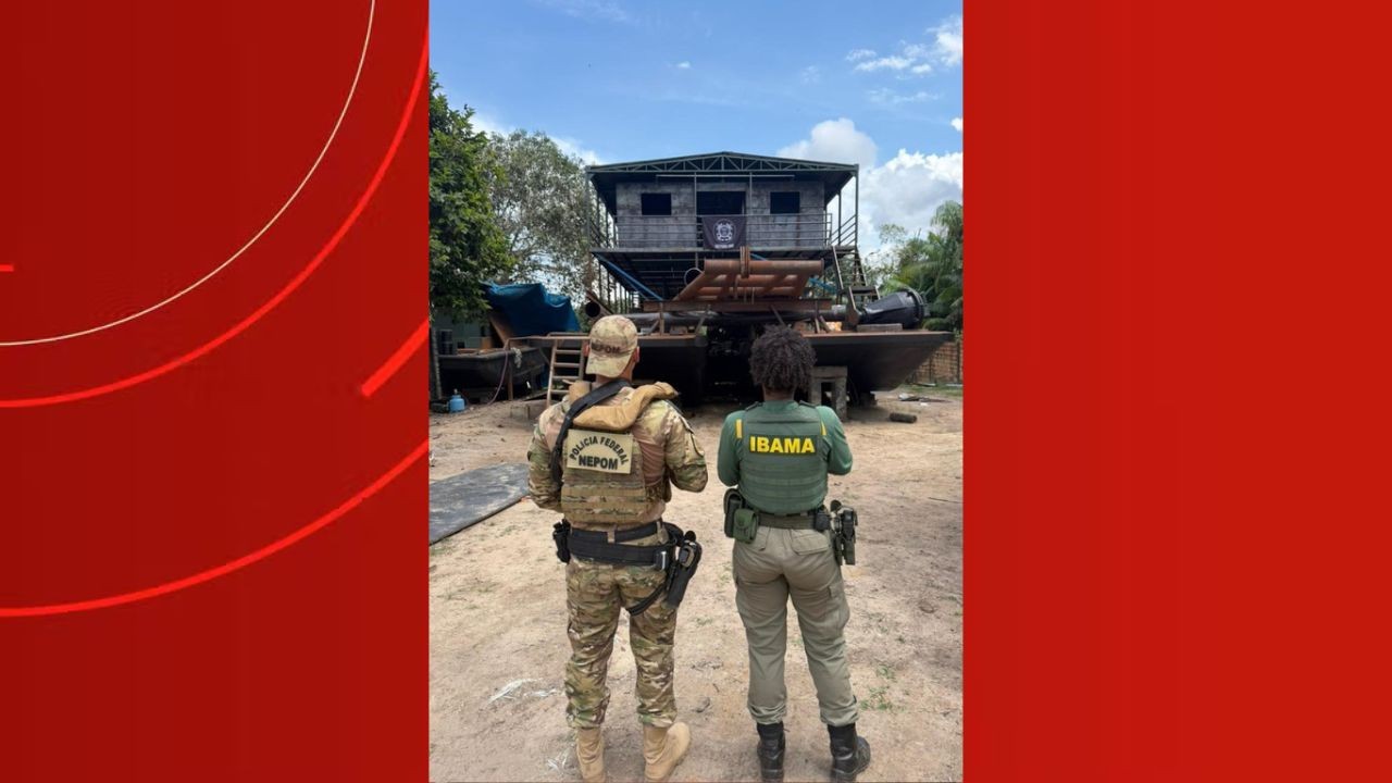 PF e Ibama fecham estaleiro clandestino suspeito de fabricar dragas para garimpo ilegal em Manaus