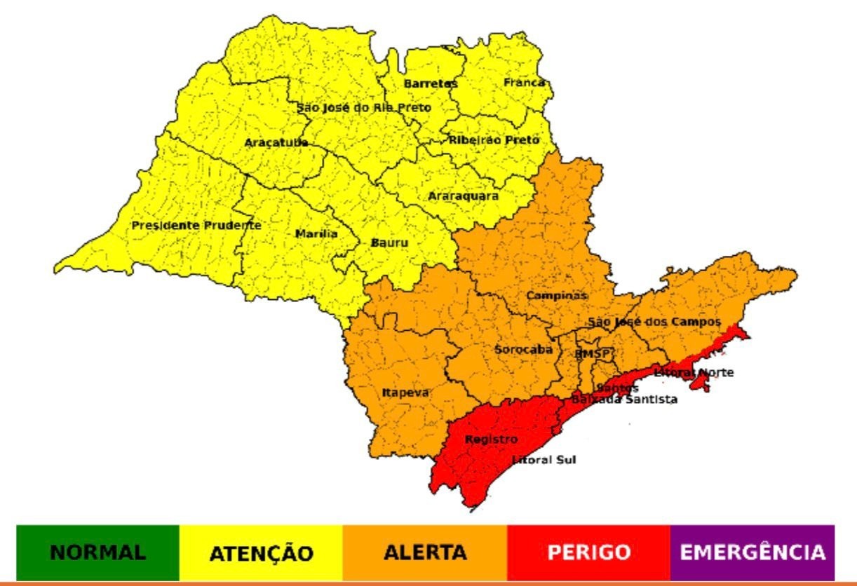 Defesa Civil alerta para chuvas fortes nas regiões de Itapeva e Sorocaba até sexta-feira