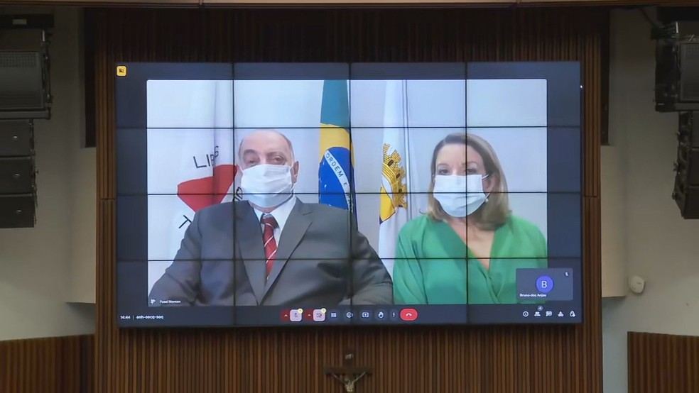 De forma virtual, Fuad Noman toma posse como prefeito de Belo Horizonte — Foto: TV Globo/Thâmer Pimentel