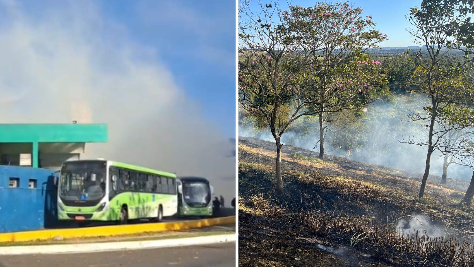 VÍDEO: Incêndio atinge área de mata no Banhado e fumaça se alastra pela região central de São José