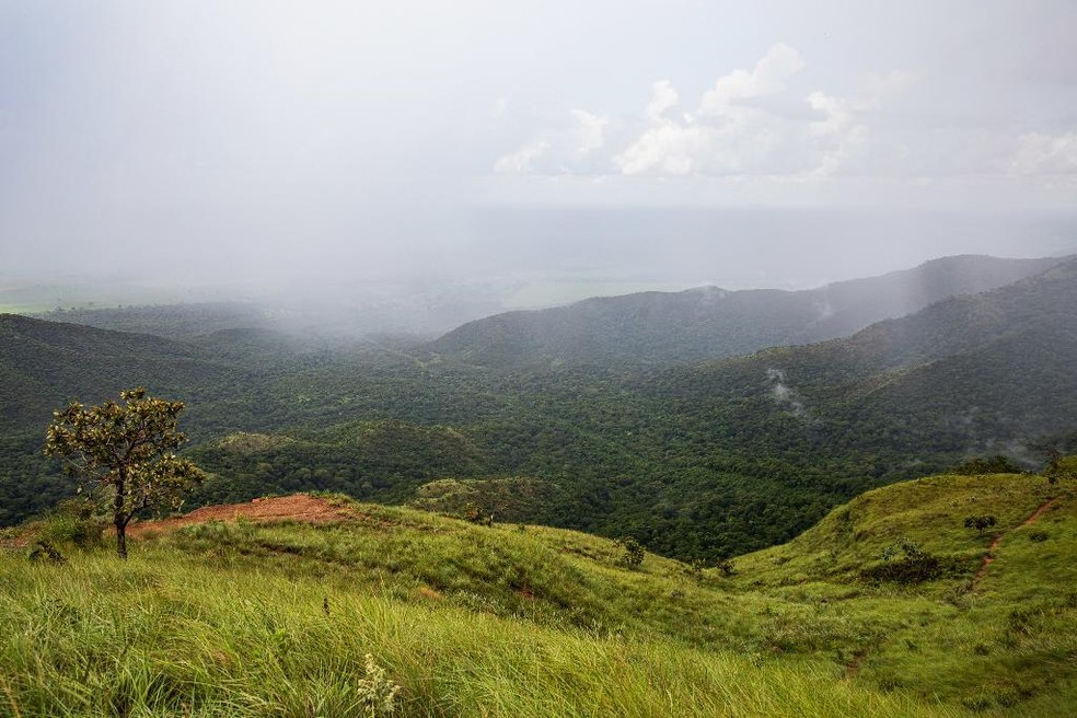 Nevoeiro no mirante de Chapada dos Guimarães (MT) — Foto: Marcos Vergueiro Secom-MT