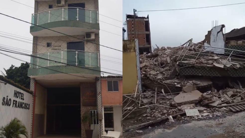 Desabamento de hotel deixa um morto e dois feridos em Tianguá após fortes chuvas — Foto: Reprodução