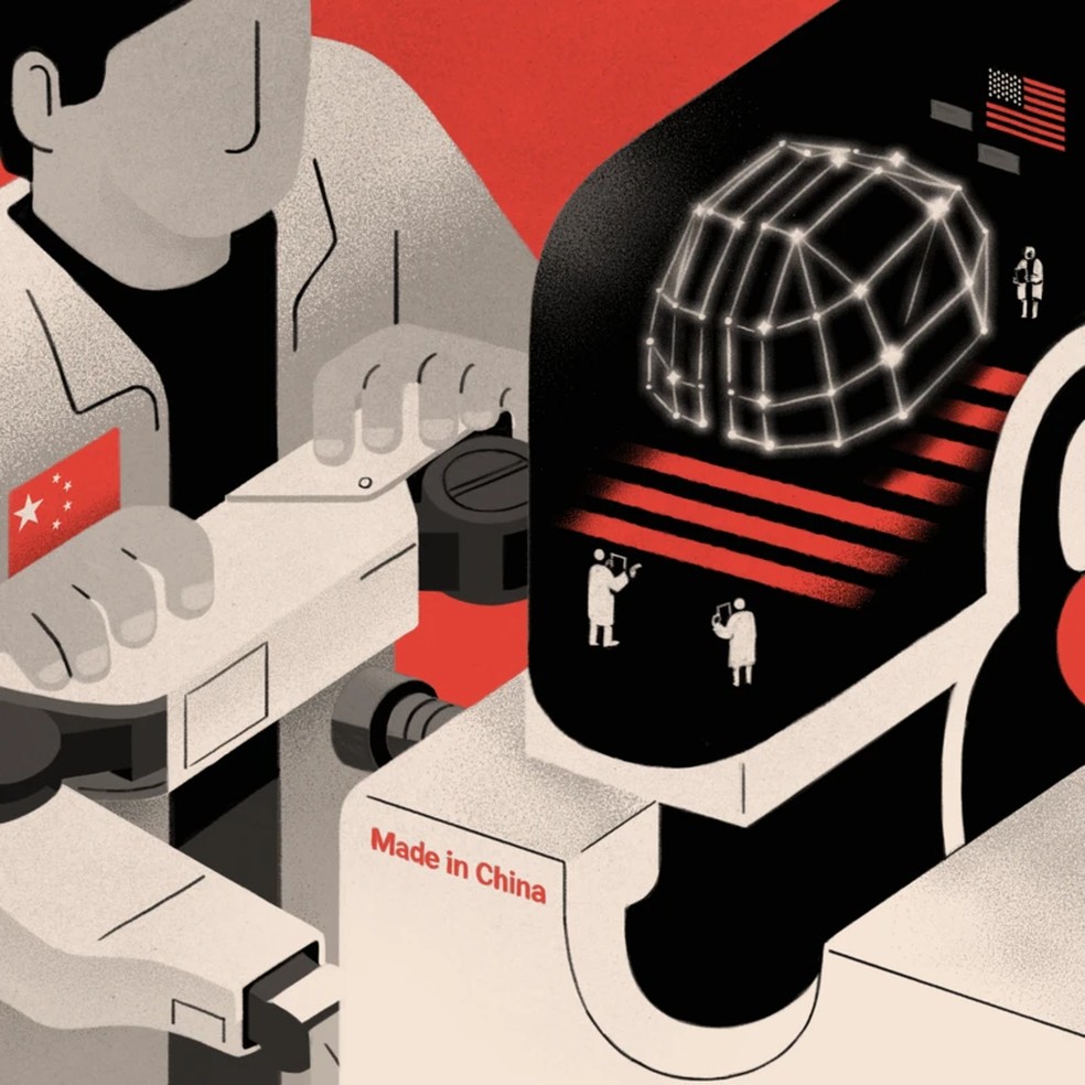 Os Estados Unidos disputam com a China a liderança tecnológica, especialmente no campo da Inteligência Artificial (IA) — Foto: BBC