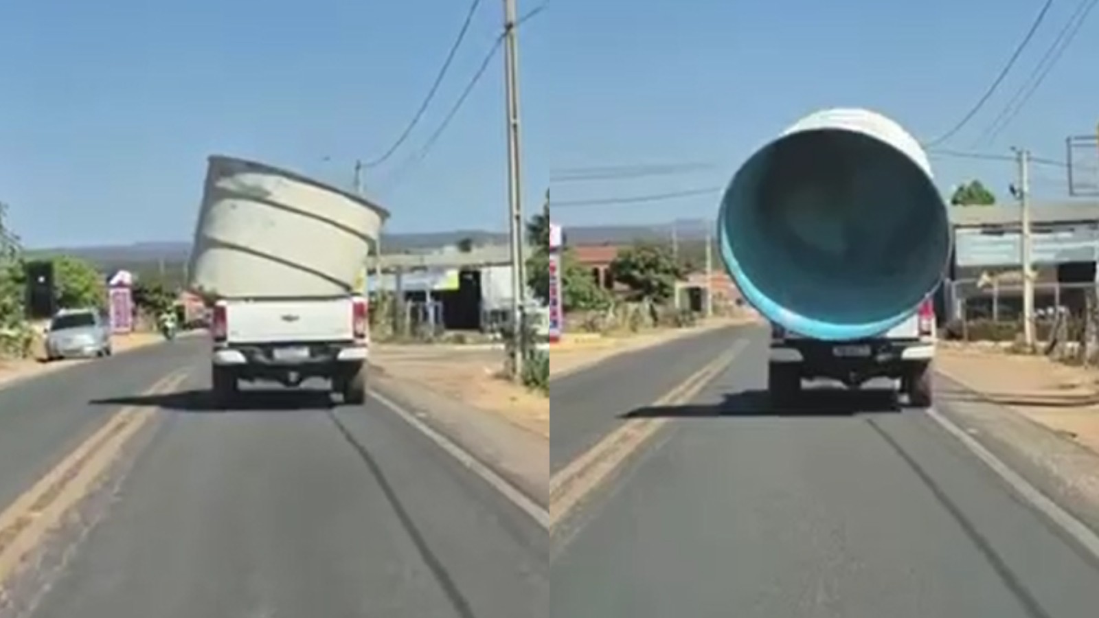 Caixa d'água em veículo cai na pista e assusta motoristas em rodovia no Ceará