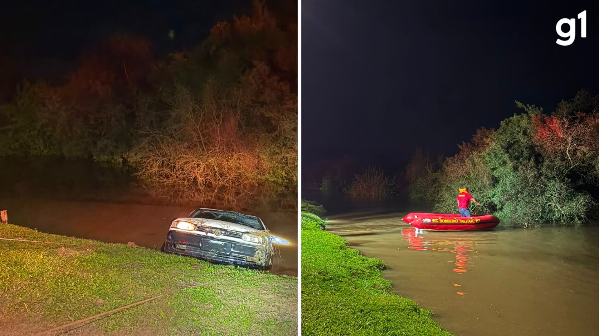 Casal morre após carro cair em sanga que chegou a 5 metros de profundidade após chuva no RS