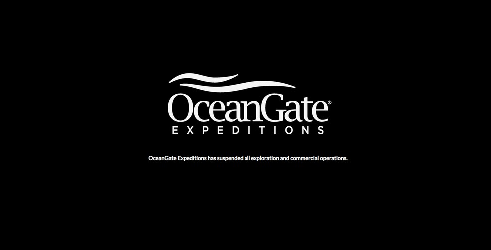 Aviso no site da OceanGate, a empresa que construiu o submarino Titan, que implodiu no fundo do mar a caminho do Titanic, informa de atividades canceladas, em dezembro de 2023. — Foto: Reprodução