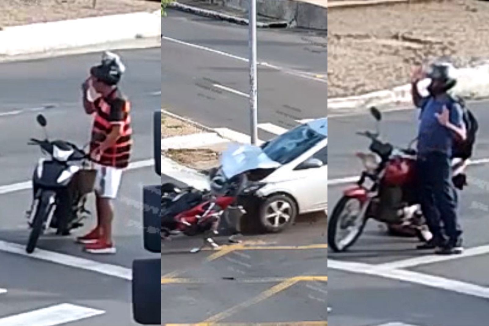 Motociclistas rezam com mãos para o céu após escaparem de atropelamento que matou homem no PI