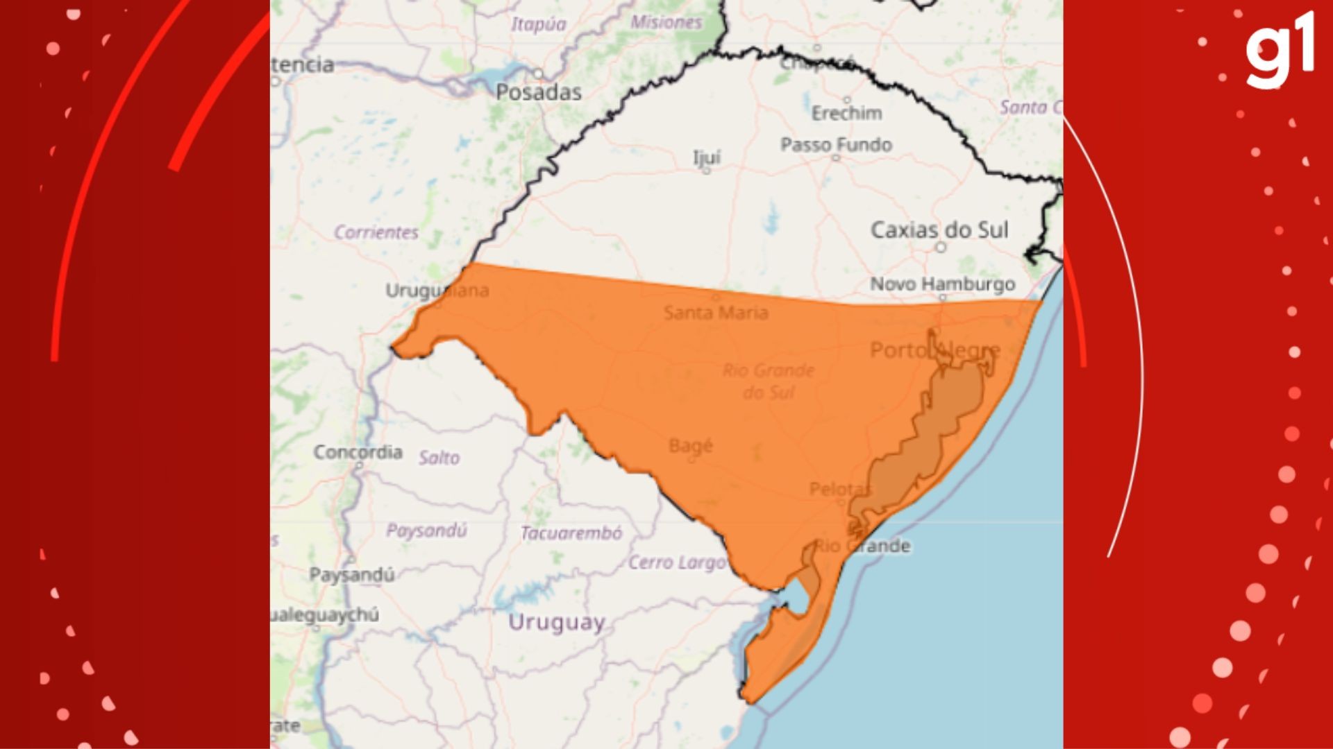 Inmet emite alerta laranja de tempestade para metade do RS; 15 municípios relatam transtornos 