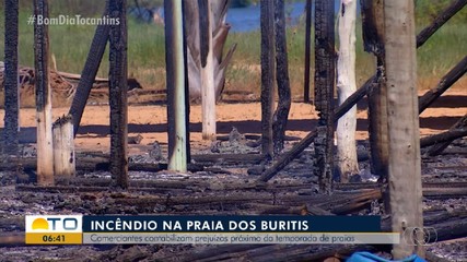Comerciantes contabilizam prejuízo após incêndio em praia de Palmas