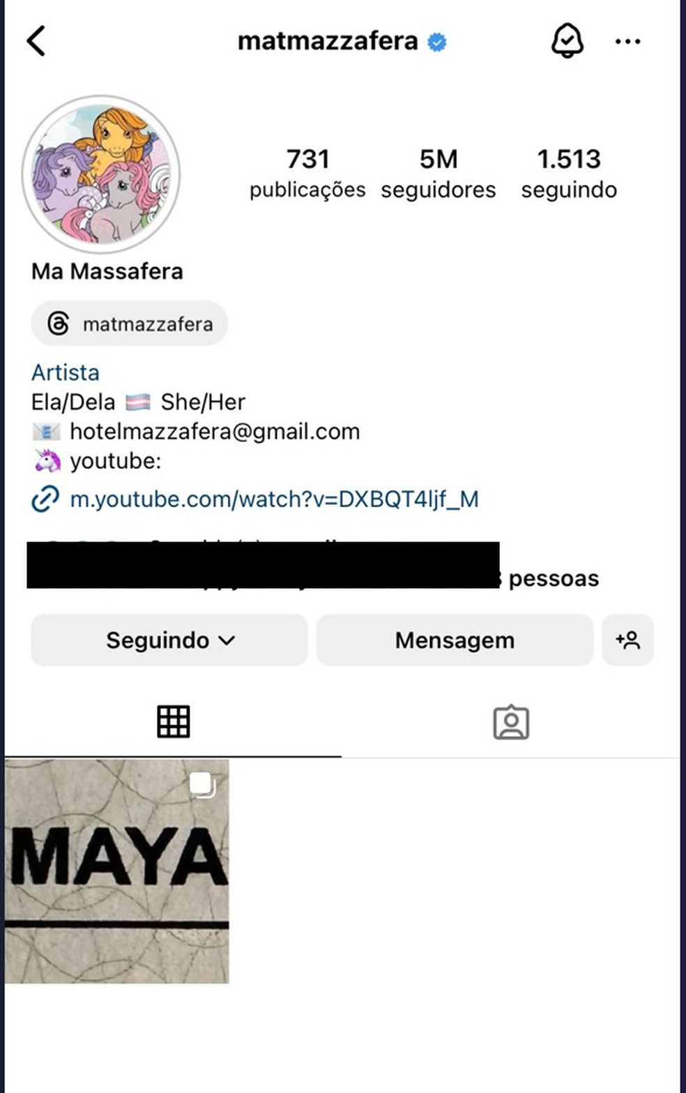 Influenciadora Maya Mazzafera revela mudança de nome e gênero — Foto: Reprodução