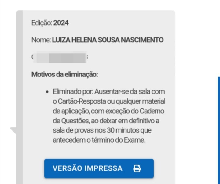 Inep elimina estudante do Piauí por levar cartão-resposta no 1º dia de Enem e jovem nega: 'não faltei, fiz tudo certo'