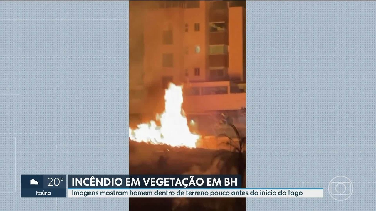 Vídeo mostra homem causando incêndio que destruiu área do tamanho de 2 campos de futebol e quase atingiu prédios