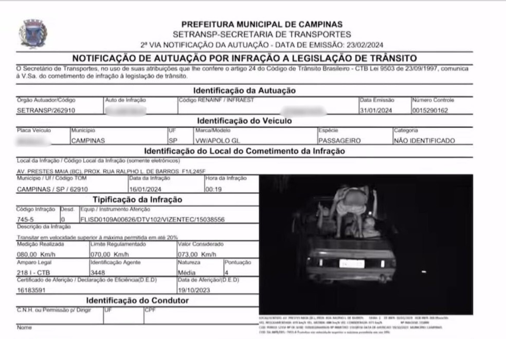 Passageiro de carro abaixa as calças para radar e cena fica registrada em multa por alta velocidade — Foto: Reprodução/Redes sociais