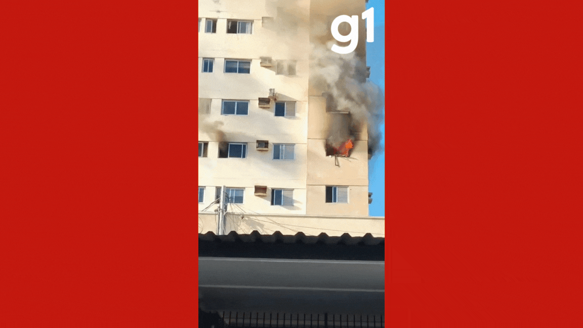 VÍDEO: incêndio atinge apartamento e torre é evacuada por bombeiros em MT 