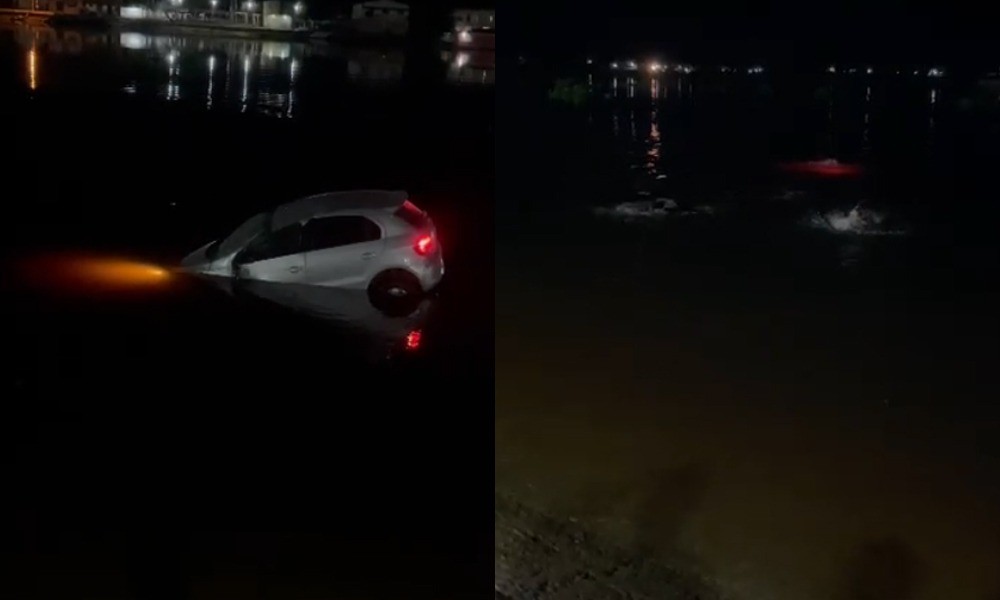 Carro afunda no Rio Paraguai em MS