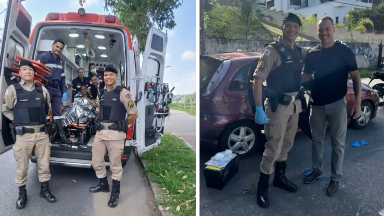 Mulher dá à luz um menino na orla da Lagoa da Pampulha, em BH, com ajuda de PMs; veja vídeo
