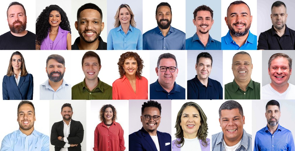 Novos vereadores no Rio de Janeiro. Da esquerda para a direita, na 1ª fileira: Leniel Borel, Joyce Trindade, Rick Azevedo, Helena Vieira, Diego Vaz, Salvino Oliveira, Felipe Boró e Poubel; na 2ª fileira: Talita Galhardo, Jorge Canella, Flávio Valle, Tatiana Roque, Marcos Dias, Paulo Messina, Fabio Silva e Felipe Pires; na 3ª fileira, Fernando Armelau, Rodrigo Vizeu, Maíra do MST, Rafael Satiê, Gigi Castilho, Leonel de Esquerda e Diego Faro — Foto: Reprodução/TV Globo