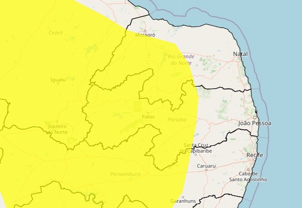 Inmet alerta para perigo de baixa umidade do ar em 130 cidades da PB; veja lista
