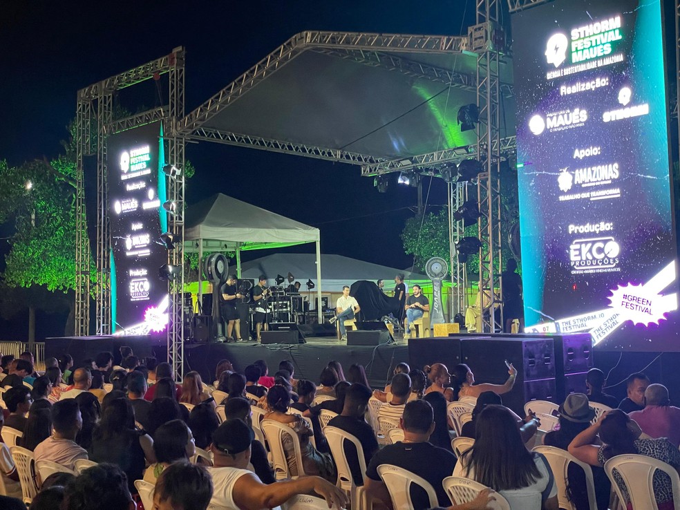 Primeira edição do 'Sthorm Festival' aconteceu em Maués, na noite de sábado (7). — Foto: Patrick Marques/g1 AM