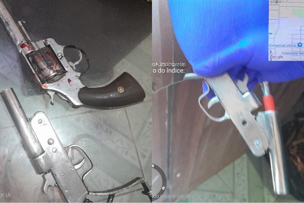 Arma encontrada no crime — Foto: Divulgação/PM