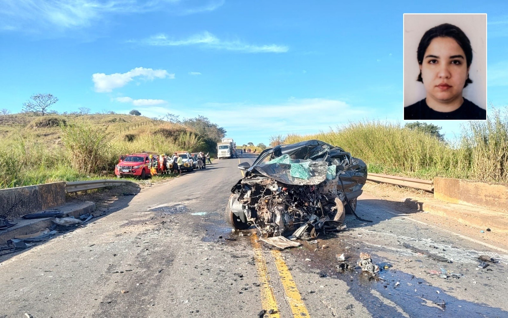 Mulher morre após caminhonete invadir contramão e bater em carro na MG-444, em Capetinga, MG