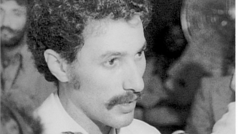 Dante de Barros Michelini, durante interrogatório em 1980 por morte de menina Araceli, no Espírito Santo — Foto: Arquivo/ TV Gazeta