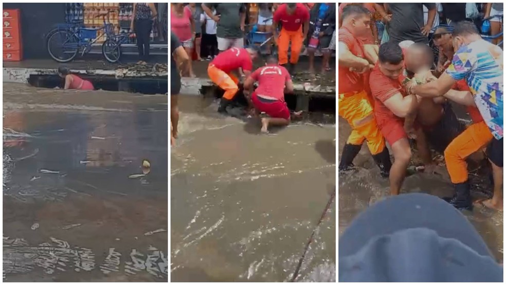 Homem caiu em boca de lobo, no município de Ipueiras; mãe dele entrou na cavidade para tentar ajudá-lo — Foto: Reprodução