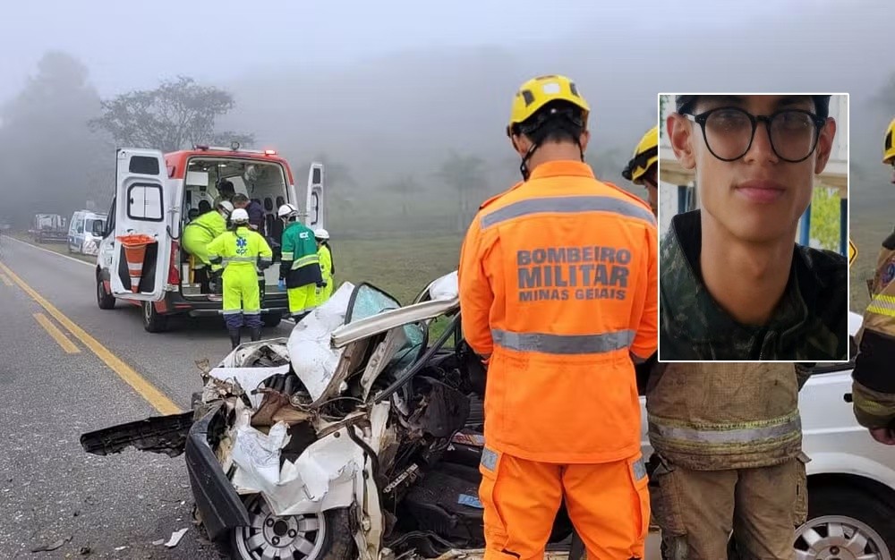 Soldado de 19 anos morre após batida entre carro e caminhão na MG-290