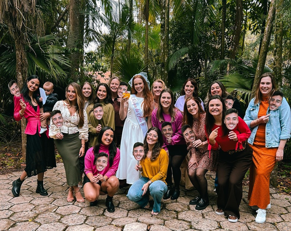 Despedida de solteira de Jéssica contou com surpresa dentro de supermercado em Indaial (SC) — Foto: Arquivo pessoal