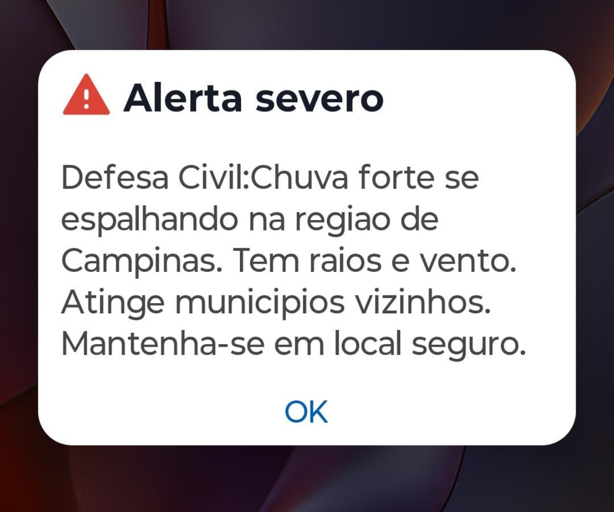 Alerta severo: Defesa Civil emite aviso sobre chuva e ventos fortes na região de Campinas