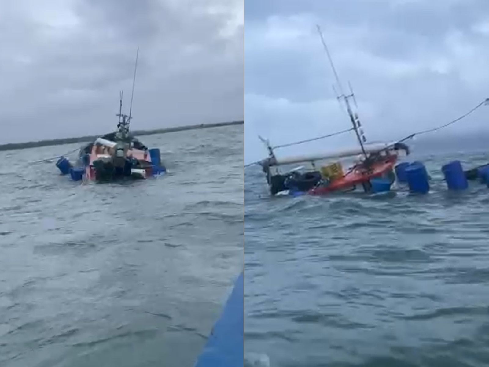 Barco à deriva é resgatado por pescadores no litoral de SP; VÍDEO