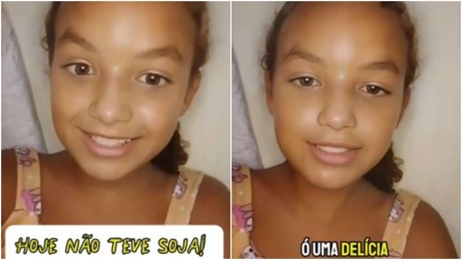 Aluna que viralizou ao reclamar de soja todo dia na merenda escola celebra melhora: 'Uma delícia'