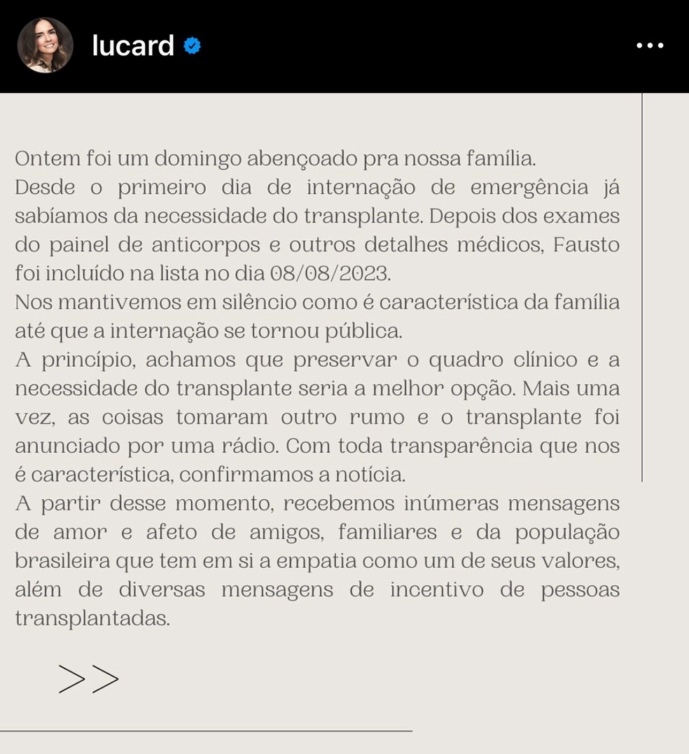 Esposa de Faustão diz que apresentador foi incluído na fila de