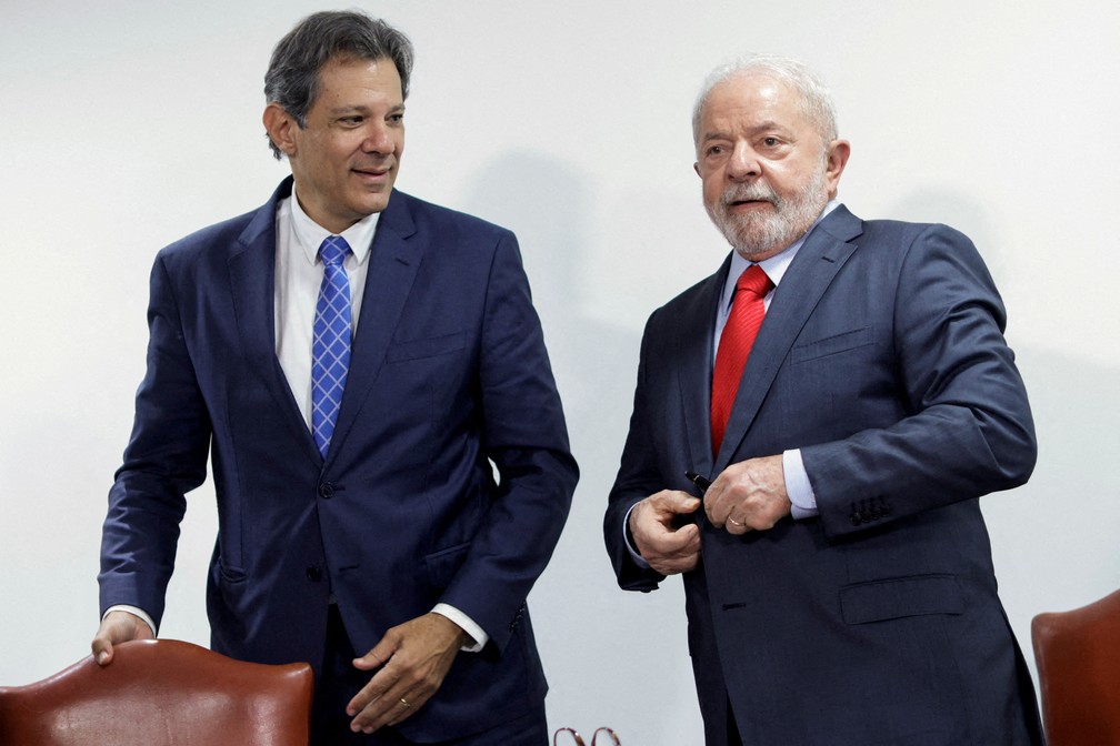 O ministro da Fazenda, Fernando Haddad, e o presidente da República, Luiz Inácio Lula da Silva. — Foto: REUTERS/Adriano Machado/File Photo