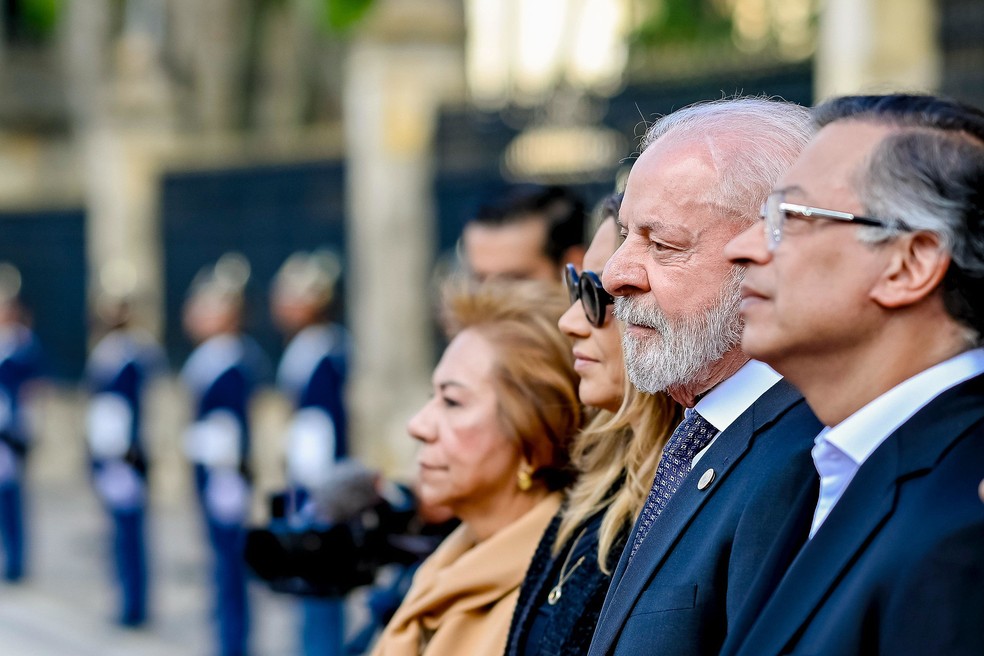 Os presidentes do Brasil, Lula, e da Colômbia, Gustavo Petro, durante encontro em Bogotá — Foto: Ricardo Stuckert/Palácio do Planalto