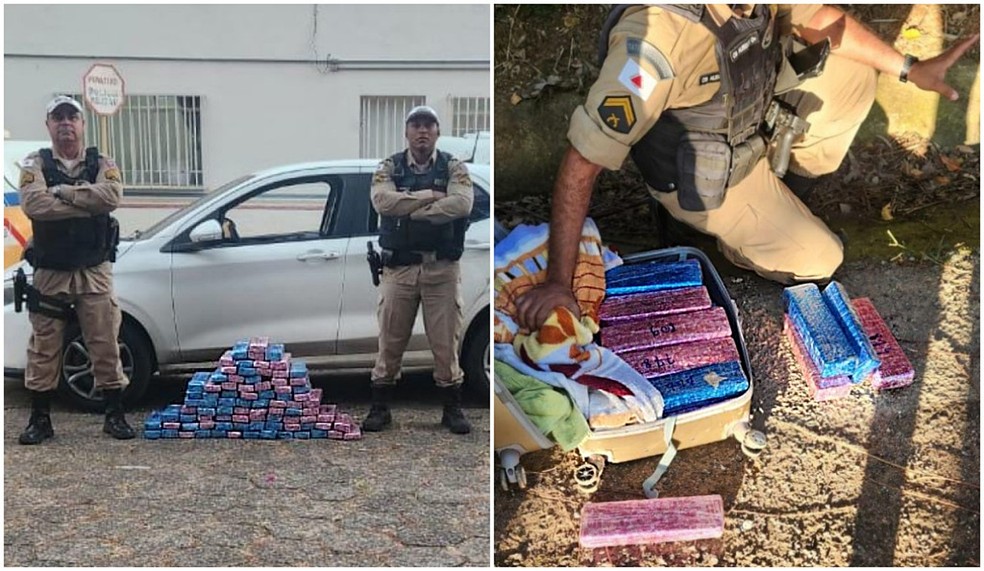 Polícia Rodoviária apreende 70 kg de maconha em Cambuquira — Foto: Polícia Rodoviária/Divulgação