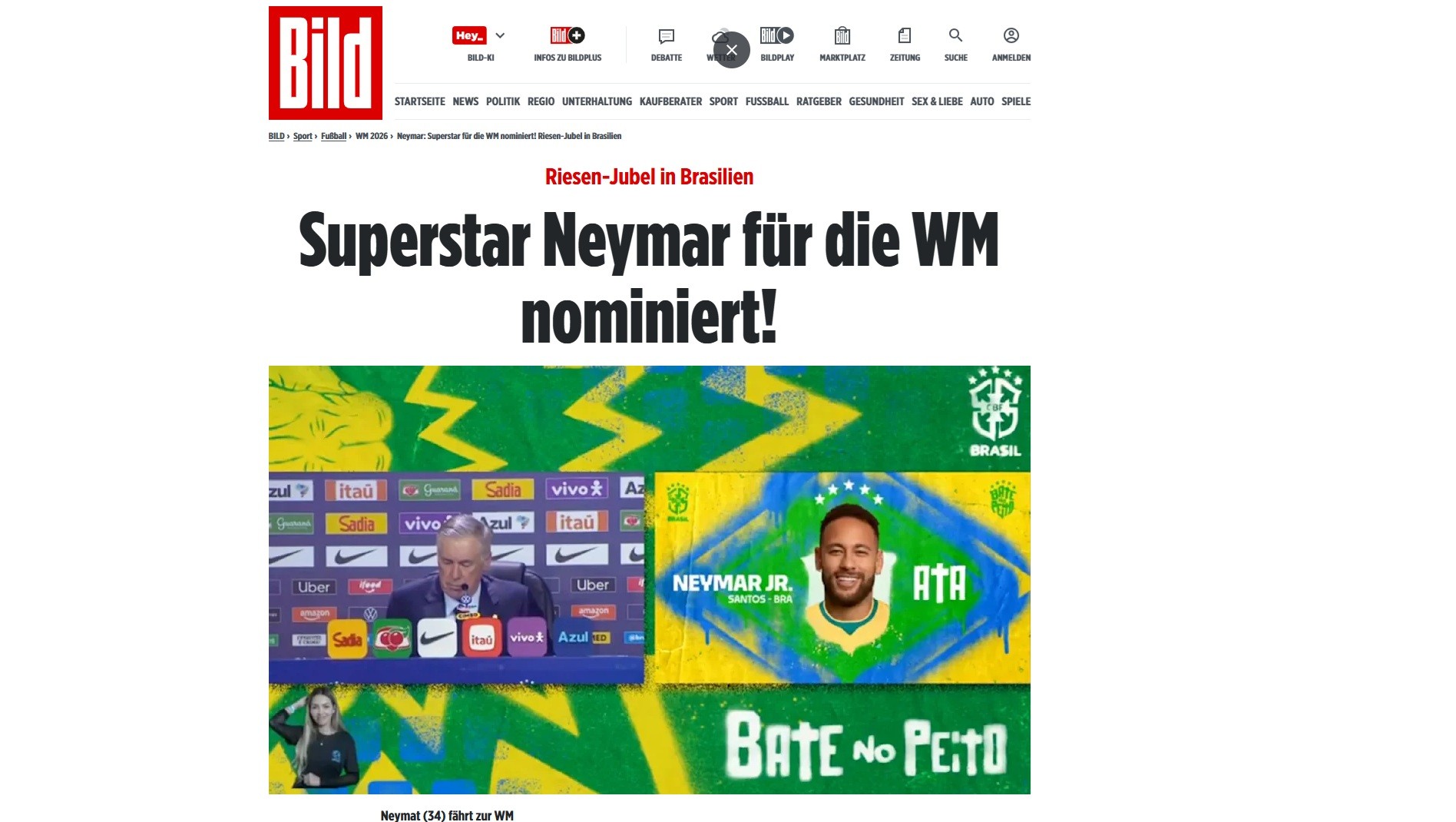 'Improvável', 'icônico' e 'chance': o que a imprensa internacional disse sobre a convocação de Neymar para a Copa