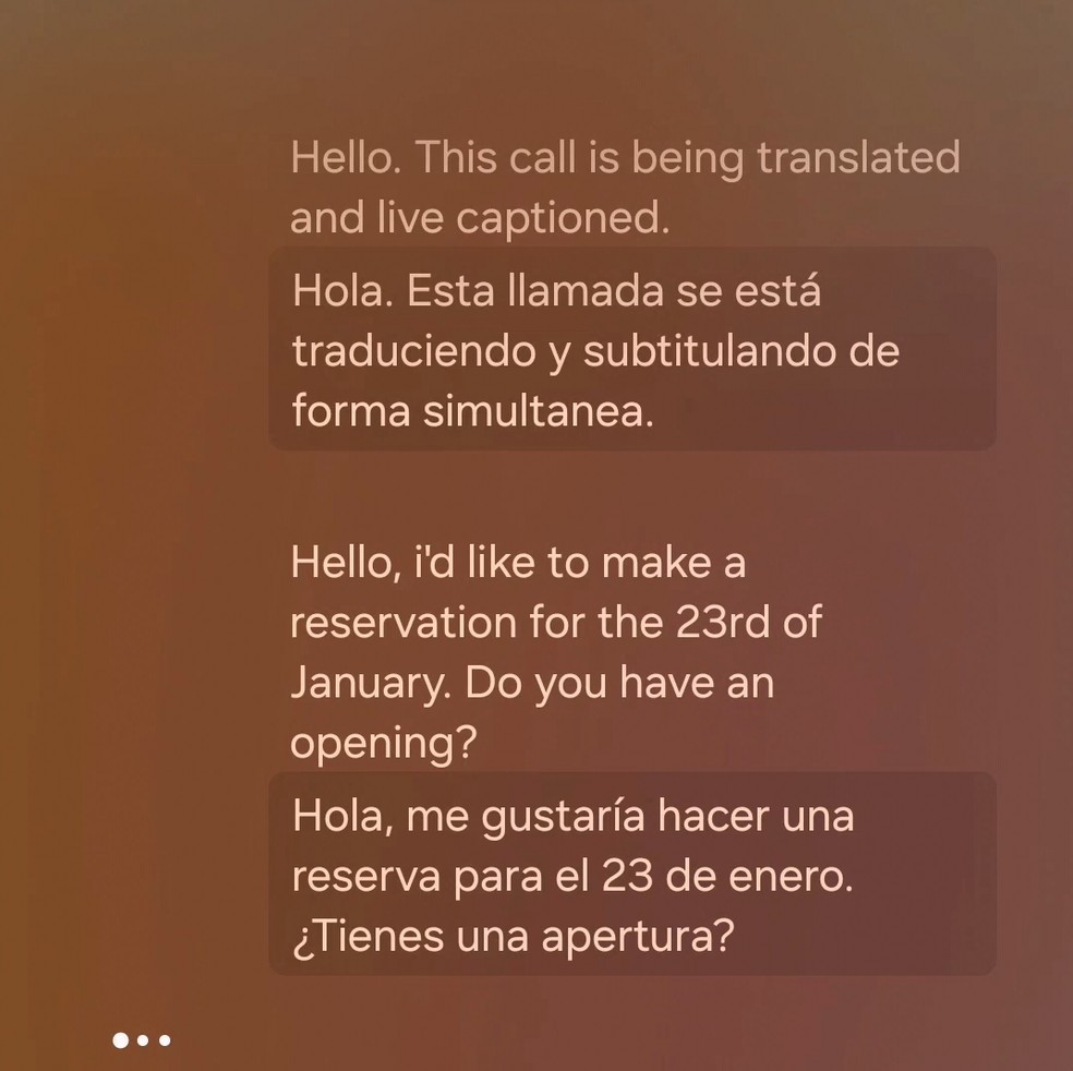 Captura de tela do tradutor simultâneo para ligações no Galaxy S24 — Foto: Divulgação/Samsung