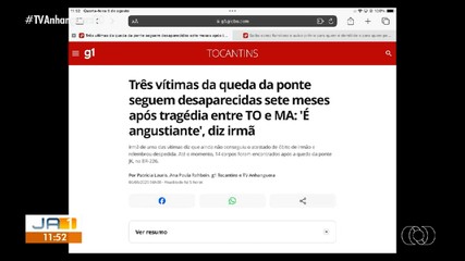 Três vítimas da queda de ponte entre TO e MA continuam desaparecidas