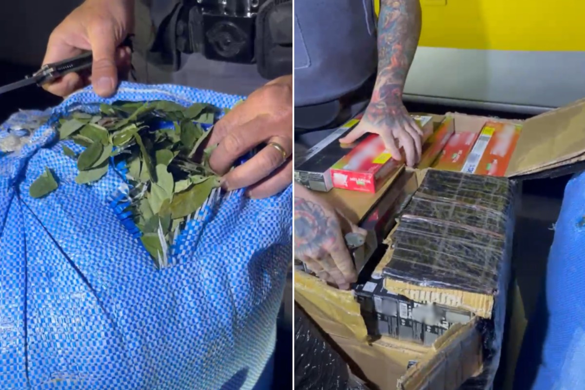 Motorista e passageira são flagrados com folhas de coca e essência de narguilé durante abordagem a ônibus no interior de SP